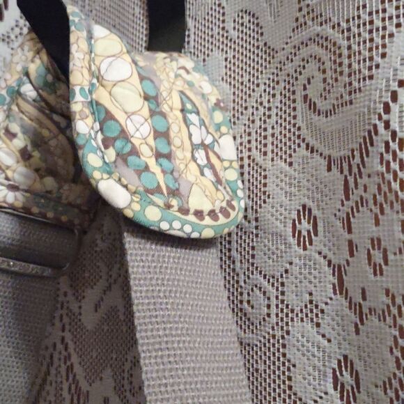 Vera Bradley attache briefcase Paisley Aqua Yellow Floral shoulder strap handle - Picture 4 of 12